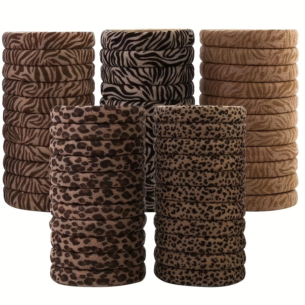 Random 19/29pcs Leopard Print High-Elastic Ponytail Hair Ties