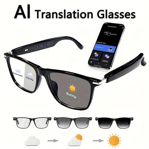 ai smart glasses supporting real time translation in 160 languages with a gpt chat system unisex multifunctional audio glasses with built in microphone and speaker featuring music and hands free calling during calls