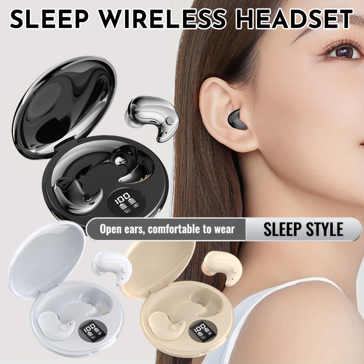 

Ultra-thin Sleep Wireless Headphones - Long Standby, , Sweat-resistant, In-ear Sports Design For And Apple Devices - Workout, Travel, And