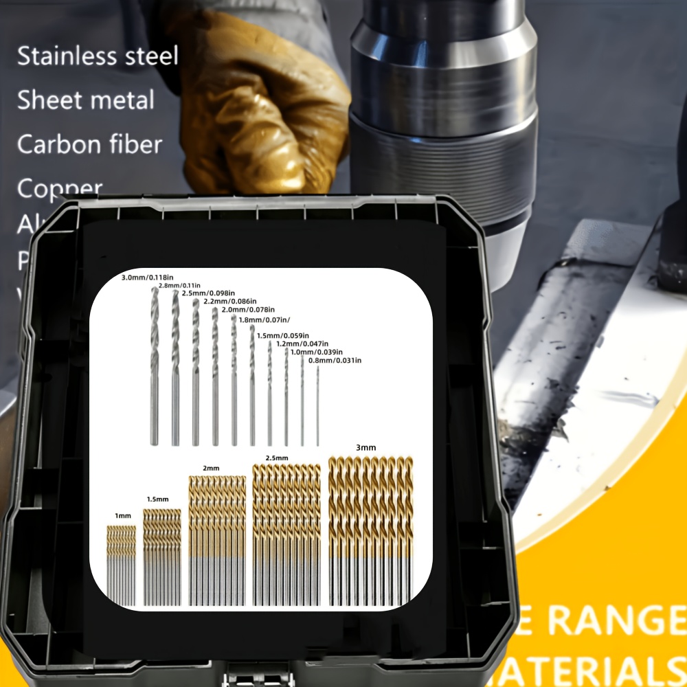 Image of Aaa Coated Twist Drill Bit Set/spiral Drill Bits - 0.8-3.0/ Designed For Electric Hand Drills, With A Straight Shank, Woodworking Drill Bits, Suitable For Drilling Wood And Plates