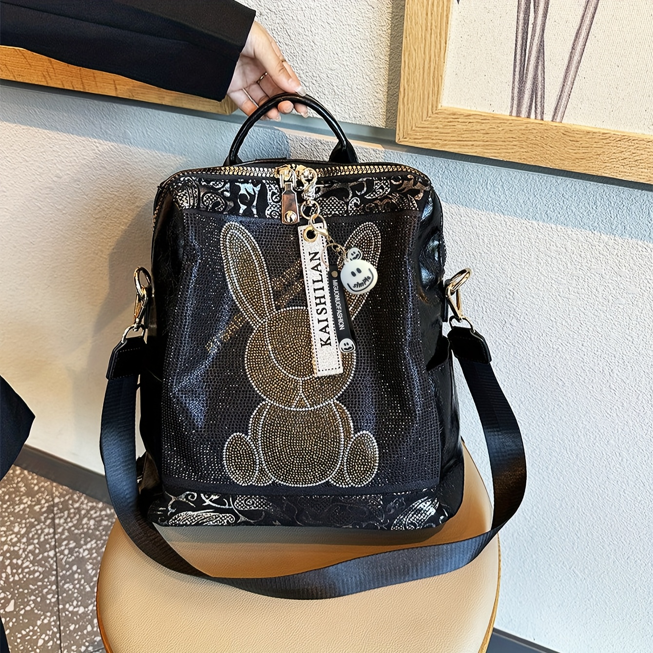 Diamond Backpack Women's Backpack With New Texture, Unique Trend, , Large Capacity Travel Bag, Versatile, Commuting, Lightweight, Casual Book Bag
