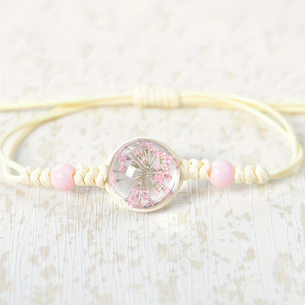 1pc Fresh Sweet Gypsophila Lace Flower Dried Flower Daffodil Bracelet Men And Women Fashion Jewelry