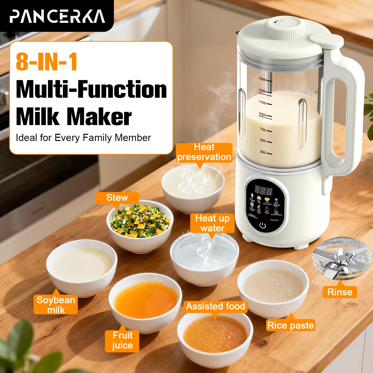 PANCERKA Nut Milk Maker Machine – Automatic Multi-Function Blender with One-Touch Operation for Homemade Almond, Oat, Soy & Coconut Milk, High Capacity Countertop Appliance — Zaynora Luxury Marketplace