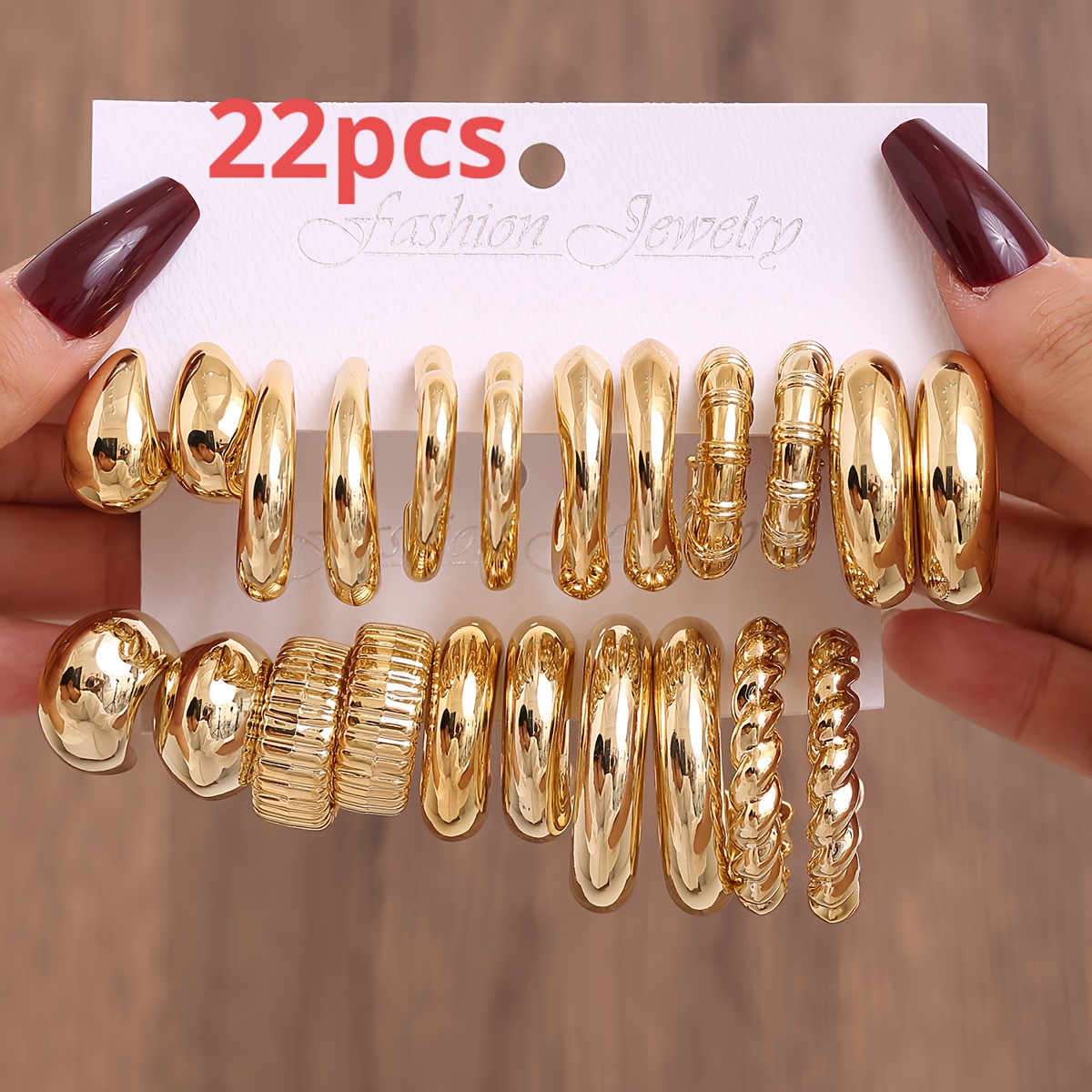 Image of 10pcs/12pcs/22pcs Elegant And Unique Geometric Multi-shape Hoop Earrings Set, Featuring Fashionable Teardrop, , And , Exquisite Jewelry For Women, Perfect For And , Suitable For Daily , Parties