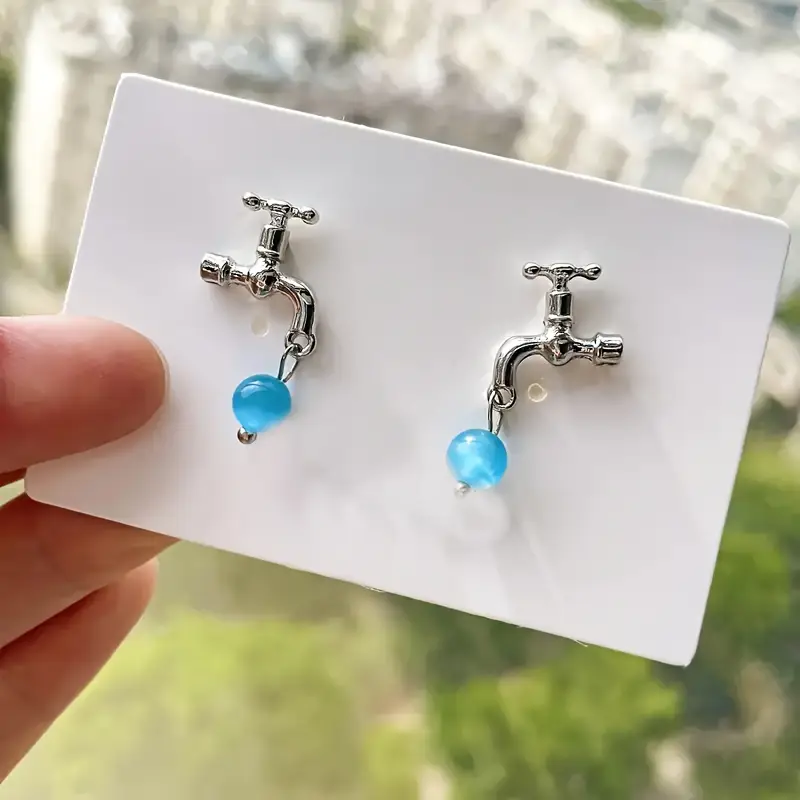 fashionable and cute earrings faucet shape earrings for women and girls sweet and essential gift earrings for party holidays details 7