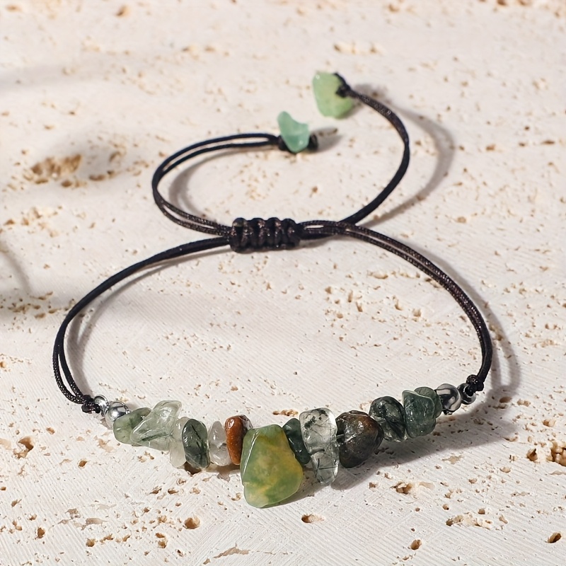 E-shop Buntes Zerdrückter Perlenarmband - Boho Verstellbares Unisex Design, Schwarze Polyesterkordel, Stilvoller Freizeitschmuck für Lässige Kleidung