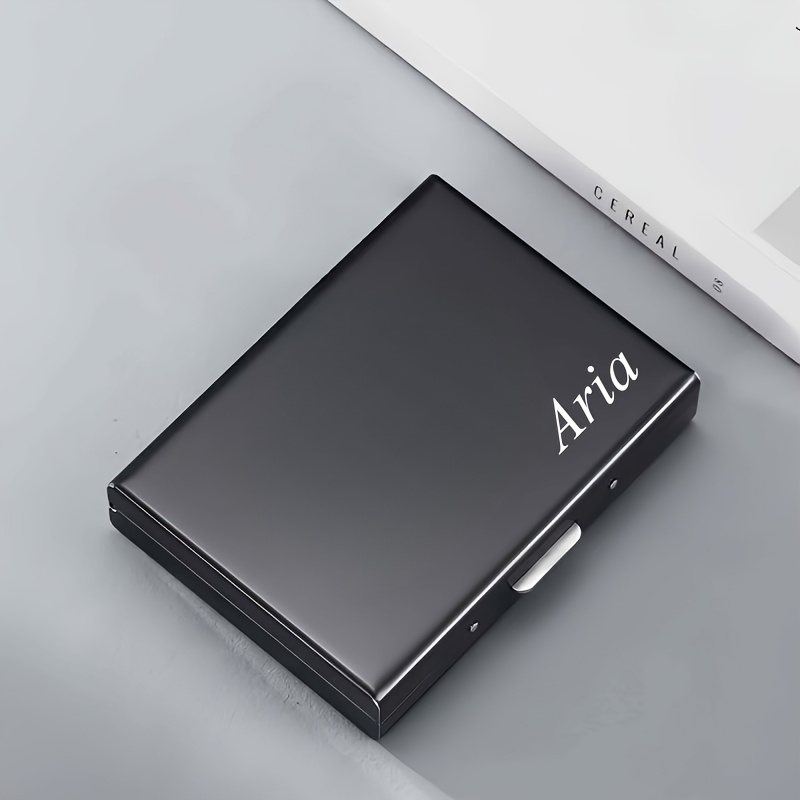 TEMU A Customizable Stainless Steel Card Holder With 6 Slots, Featuring Anti-magnetic And Anti-theft Protection Perfect For Any Occasion And A Great