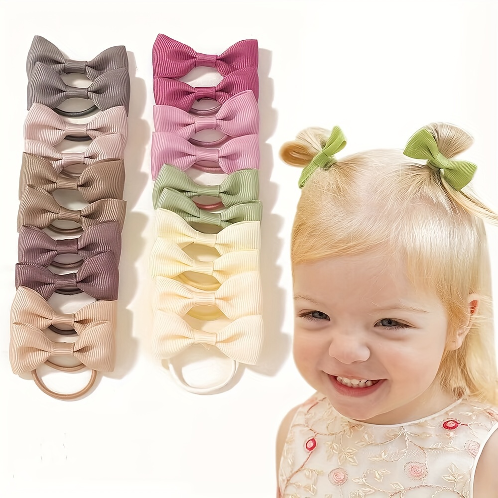 

For Kids, 20- Assorted Accessories, Polyester Hairbands For Children 3-14, Bow Elastics