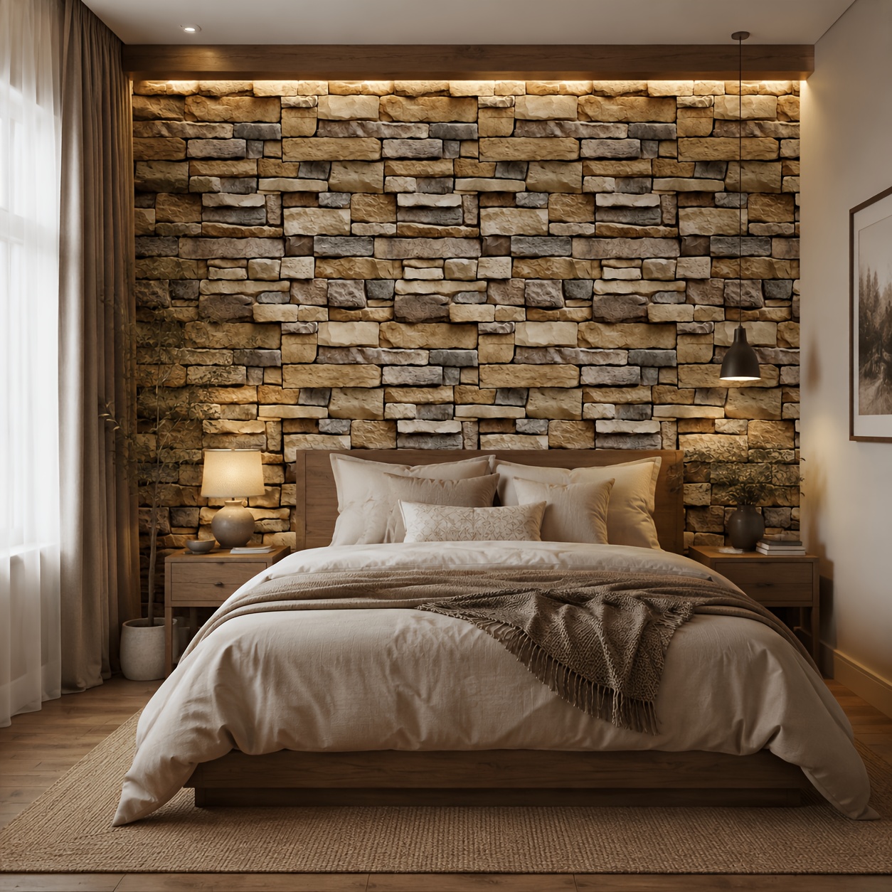 TEMU 1 Roll Rustic Stone Self-adhesive Wallpaper, Peel And Stick Stone Wall Sticker, Waterproof Removable Vinyl Contact Paper, Pattern Texture Wall