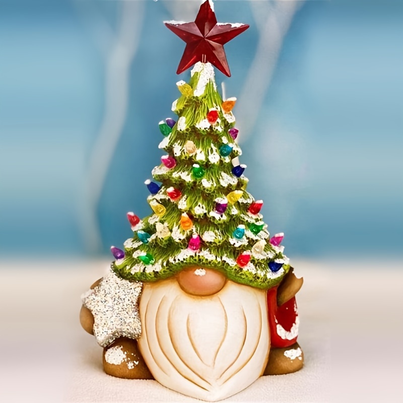 

1pc, The Latest Christmas Decoration Resin Dwarf Christmas Tree Statue Decorations Creative Dwarf Miniature Tabletop Decoration Crafts