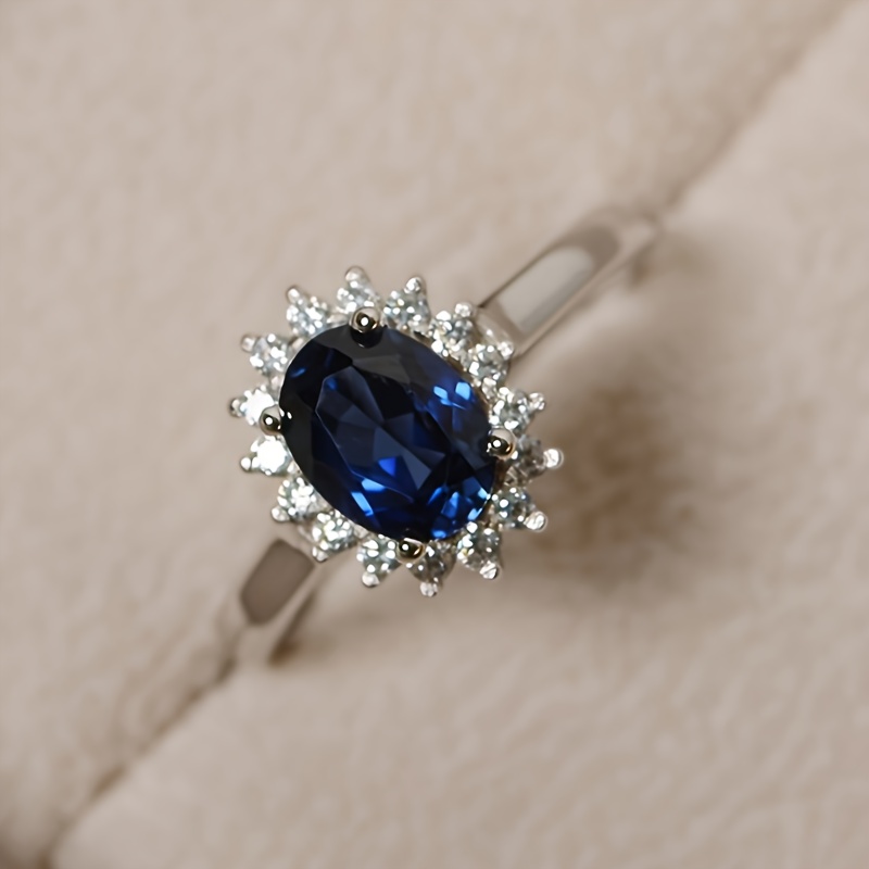E-shop Modischer Luxus-Einsatz Synthetischer Zirkonia Ovaler Ring für Frauen – Hochzeit, Party, , Casual, Eleganter Schmuckring