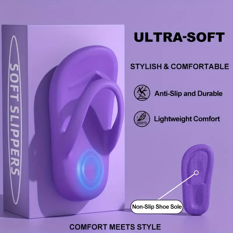womens eva flip flops stylish comfortable thick sole beach sandals anti slip durable slip on footwear with flat heel purple non slip sandals casual summer footwear eva material Product details 0