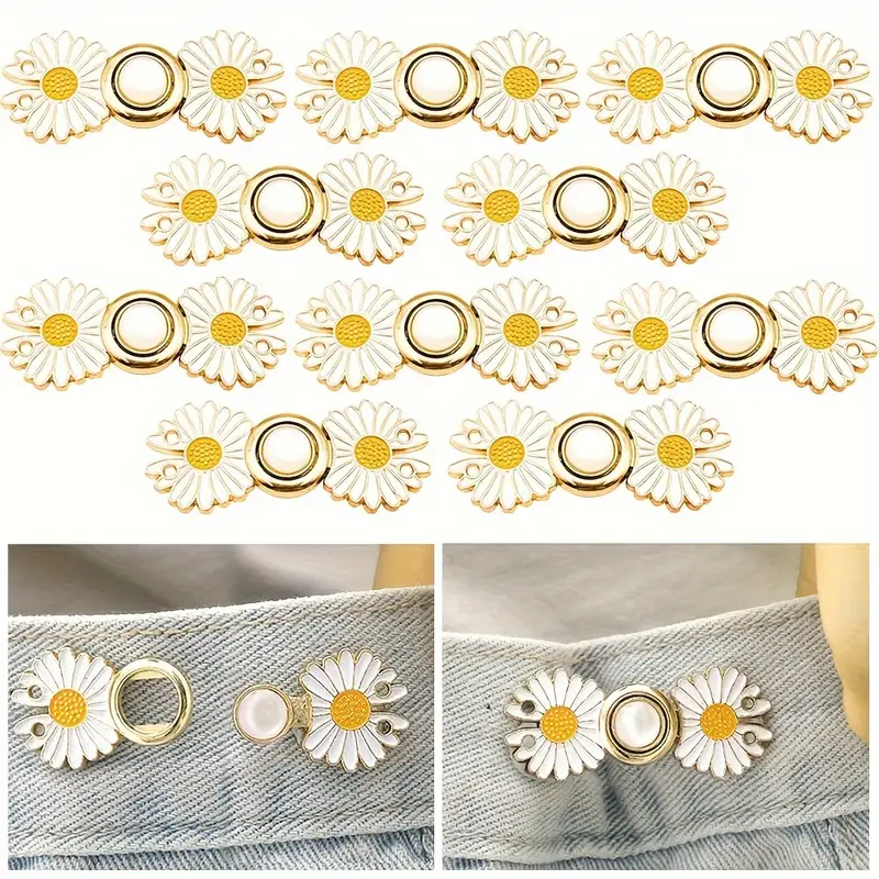 10pcs Daisy Pattern Buttons For Jeans Adjustable Jeans Buttons Pants ...