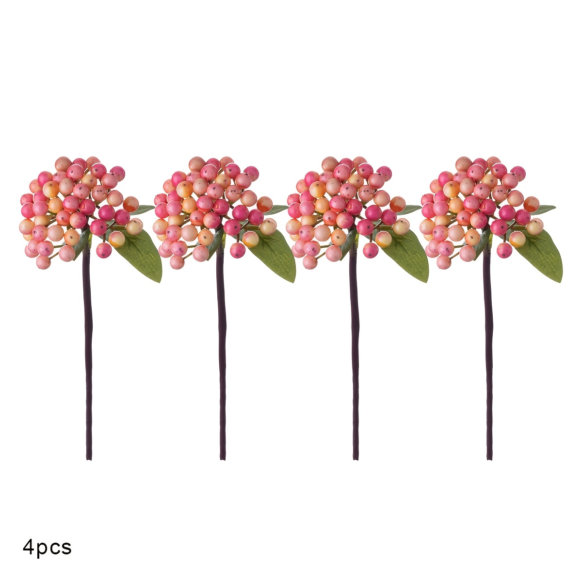 TEMU 4pcs Vibrant Artificial Berry Stems - Realistic Holly & Floral Sprays, & Kitchen Decor, Party Centerpieces, And Wreath Crafting - No Container