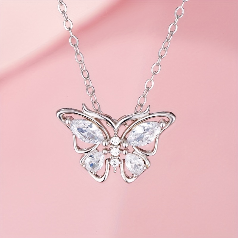 

Radiant Butterfly Birthstone Pendant Necklace - A Delicate Charm For Special Occasions, Perfect Birthday Or Wedding Gift For Her