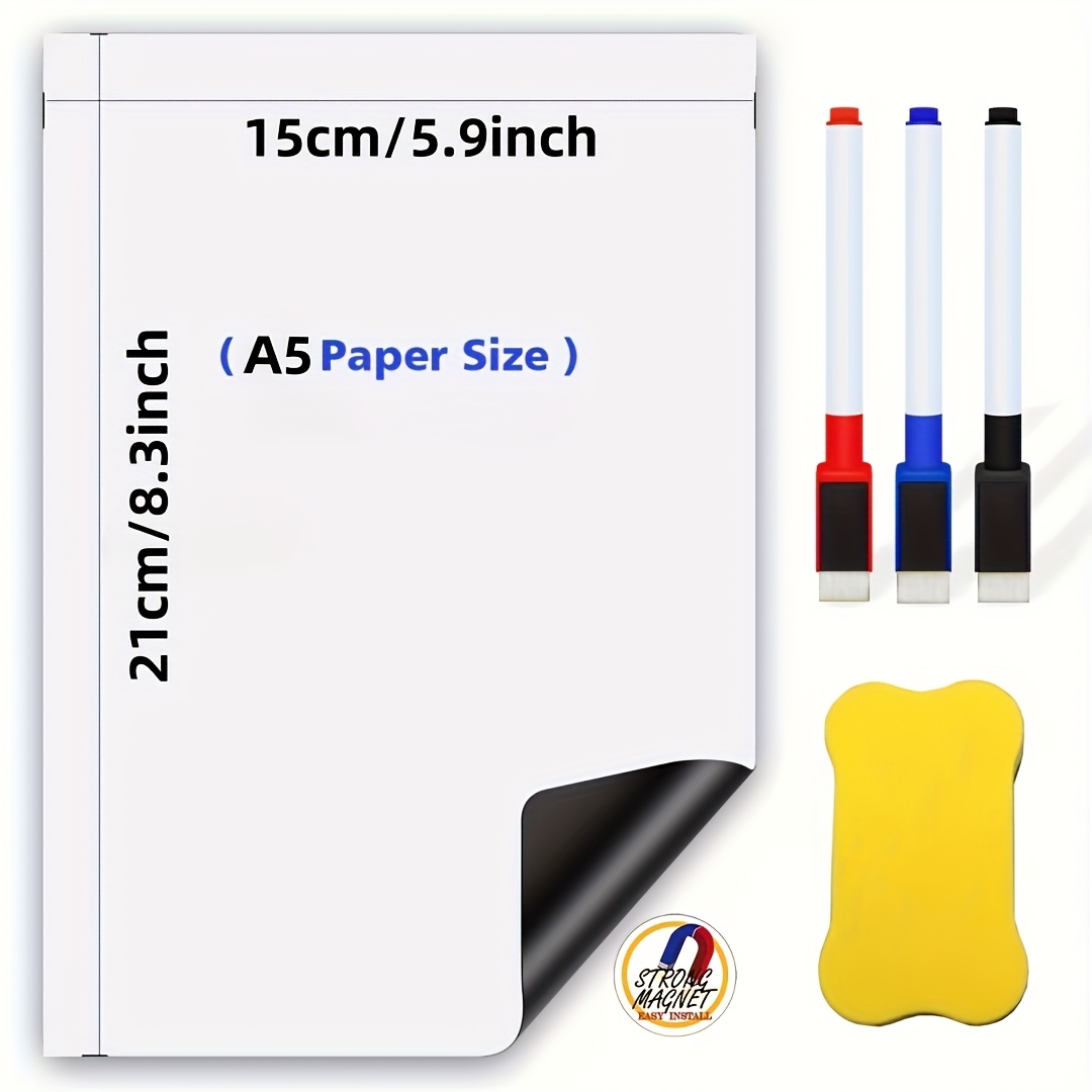 E-shop 5-teiliges/Set (. Magnetischer Trockenabwischbarer Whiteboard und 3 Stk. Magnetische Whiteboard-Stifte und . Magnetischer Radiergummi) für
