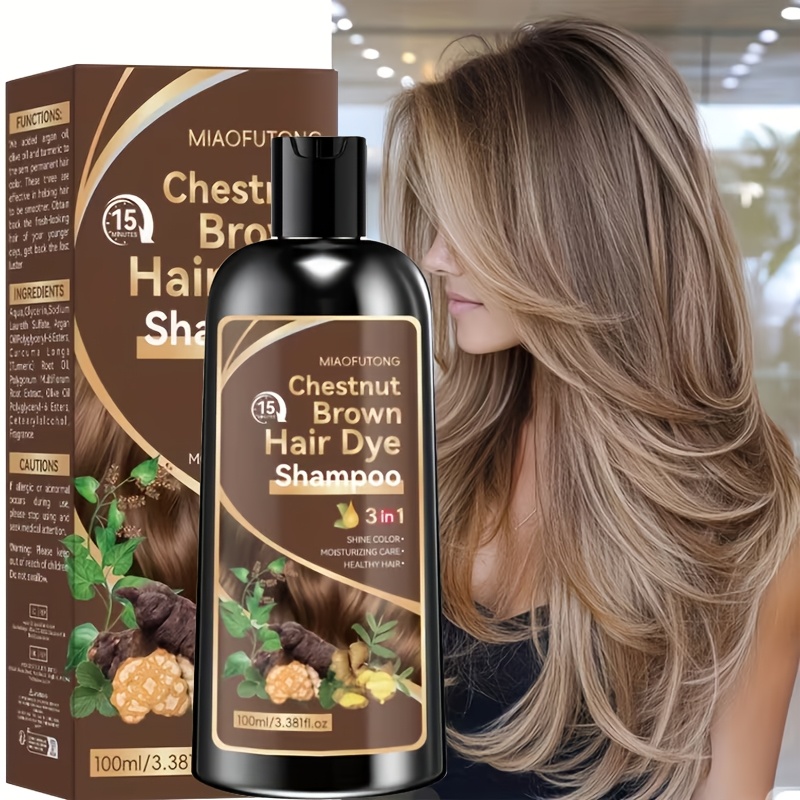 Image of 3-in-1 Hair Dye Shampoo, Quickly Covers Gray Hair, Long-, Moisturizing And Hydrating, Adds Shine To Hair, Gentle And Non-irritating, Suitable For All Hair Types, For Men And Women