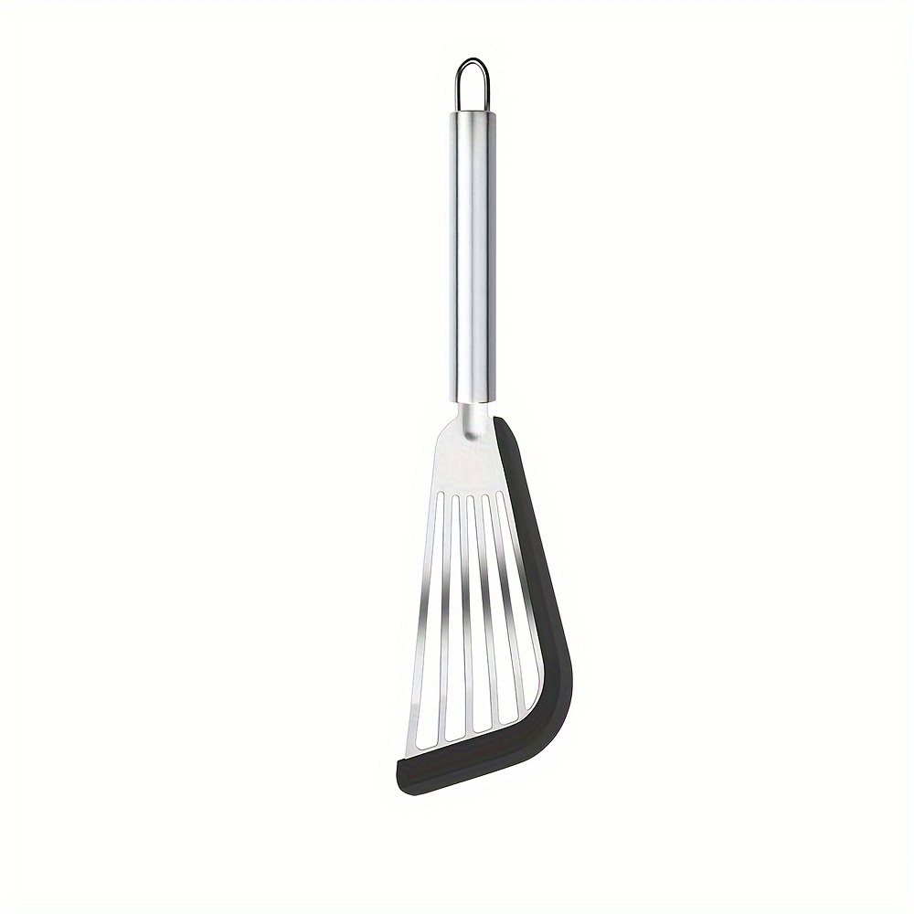 TEMU 1pc Stainless Steel Spatula, Silicone Handle Heat-resistant Frying Pan Turner, Kitchen Utensil For Cooking Steak And Fish - Perfect For