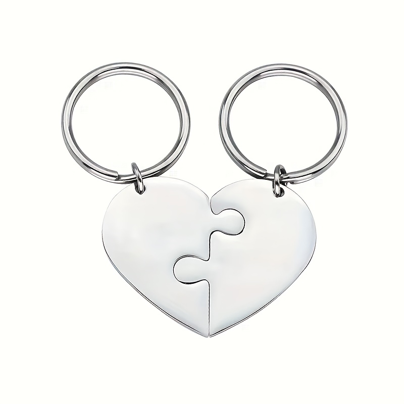 2pcs Custom Stainless Puzzle Keychain With Self- Text, Name, Anniversary, Etc. Romantic Fashion Bag & Key Accessory