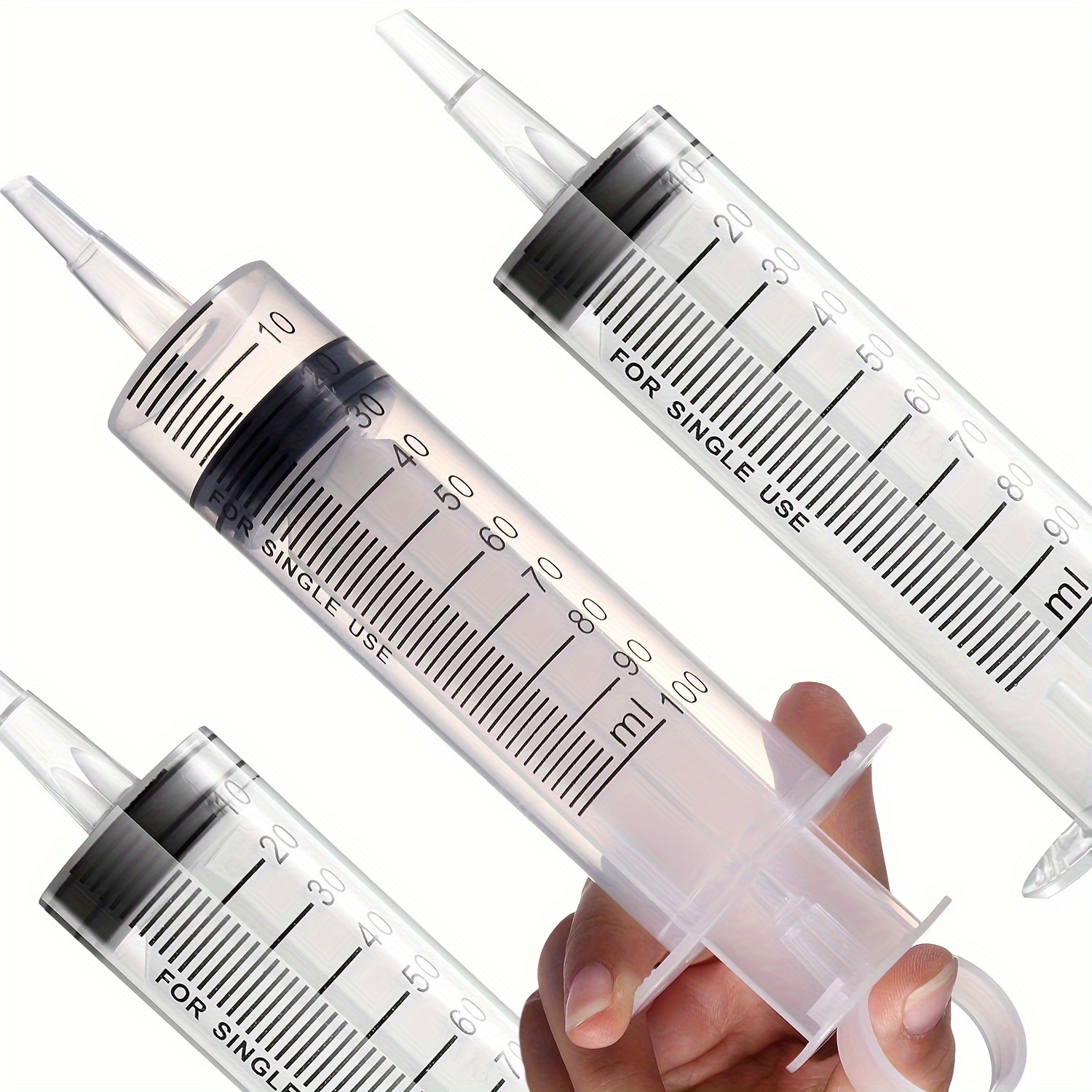 3-pack Large Size Syringes (100 Ml), Plastic Garden Industrial Syringes For Science , Multi-use For Measuring, Watering, , And Filtering