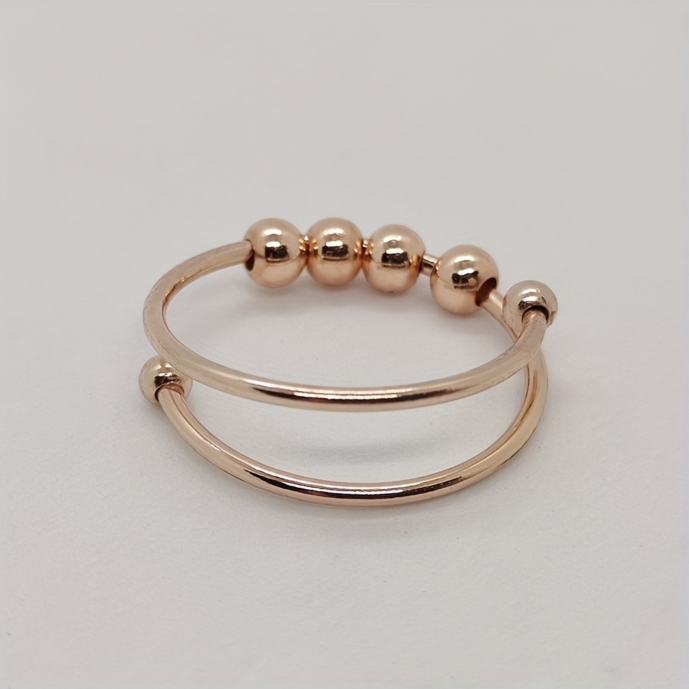 1pc stainless steel double layer rotatable bead ring female anxiety decompression ring ring Product details 2