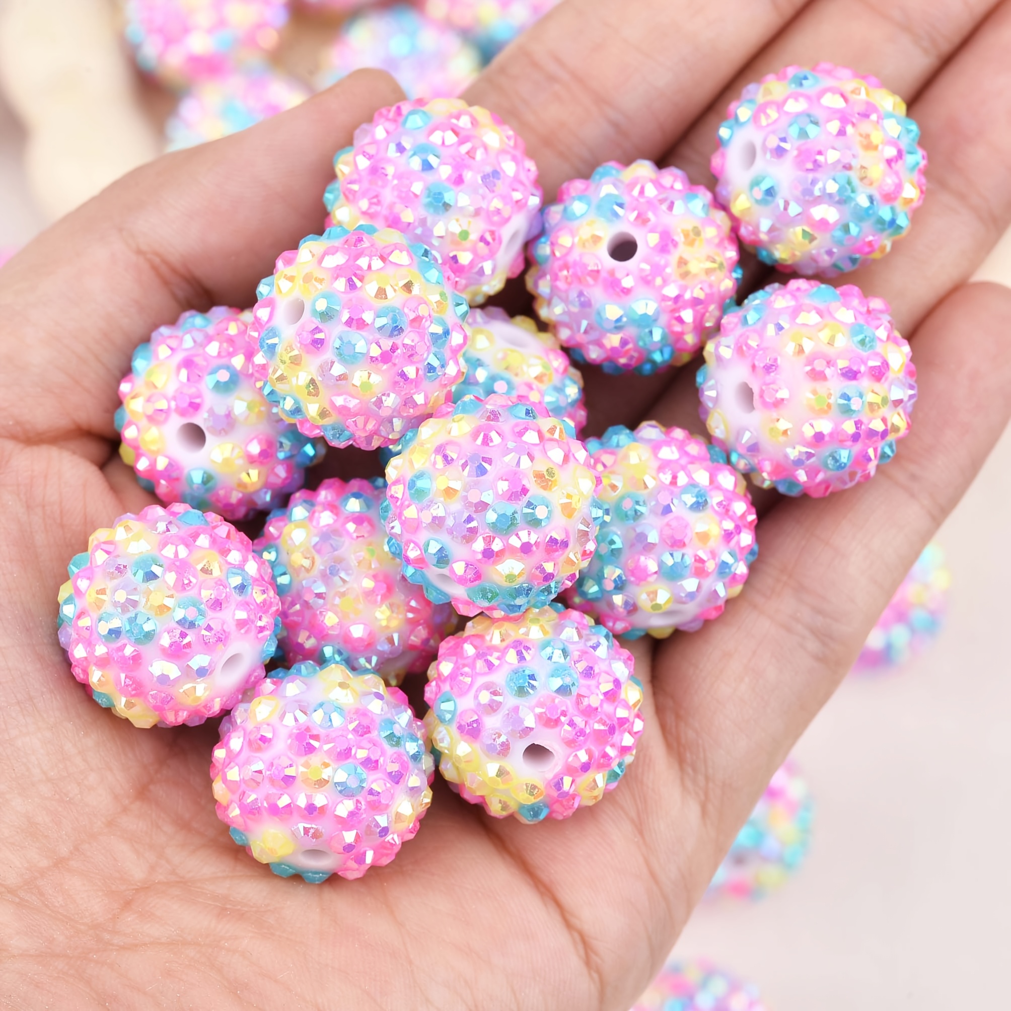 TEMU 20 Stück 20mm Funkelnde Disco-Kugeln - Pastellfarbene Bubblegum-Perlen für DIY-Schmuckherstellung, Armbänder, Halsketten & Feiertagsbasteln
