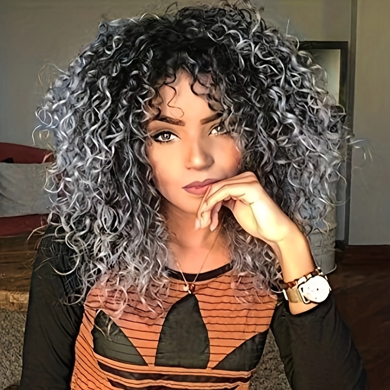 TEMU Stylish 12-inch Curly Wig For Women - , Heat-resistant Synthetic Hair Ideal For Everyday Use And Costume Events