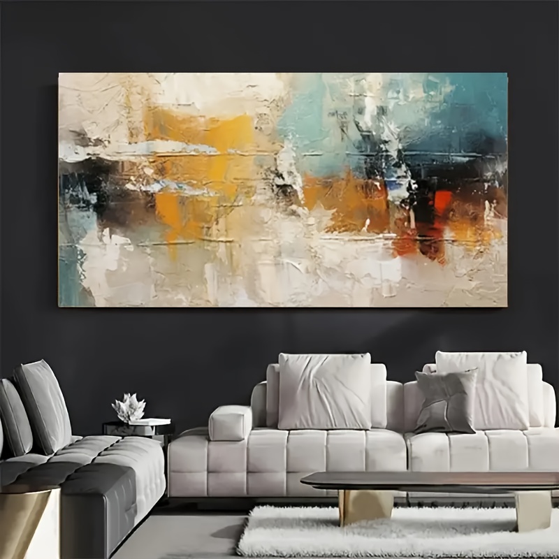 Large Abstract Texture Hand-Painted Oil Canvas - Modern Minimalist Beige Green Black White Brown Golden Turquoise Wall Art, Suitable for Living Room, Bedroom, Office Decoration - Large Wall Decoration, Housewarming Gift, Neutral Tones
