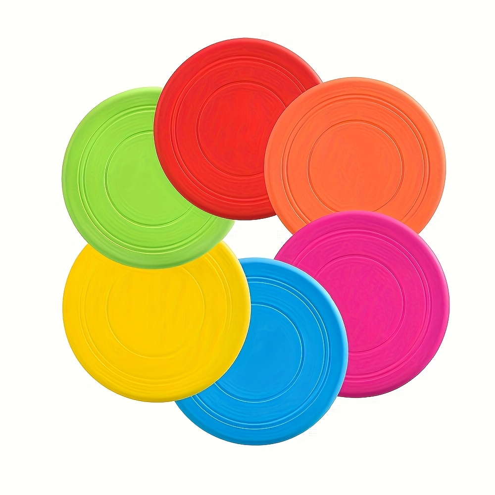 6pack Colorful Dog Flying Discs | Non-tooth-damaging Training Disks, Ideal For Beach/park/outdoor Play, Durable Lightweight Interactive Throw Flying Discs, Suitable For All Breed Sizes, Random Color