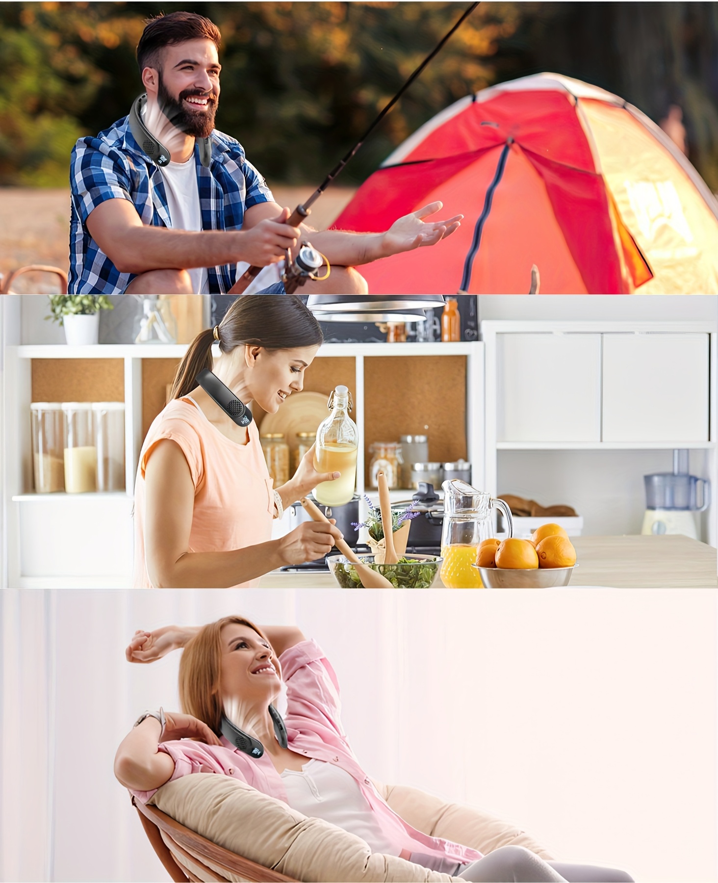 Advanced Wearable Neck Fan Pro - 360° Surround Cooling Technology, 3 Wind Modes (Natural/Turbo/Sleep), Real-Time LED Display for Battery & Speed, Ergonomic Flexible Neckband, No-Blade Safe Design, Perfect for Travel & Daily Use.