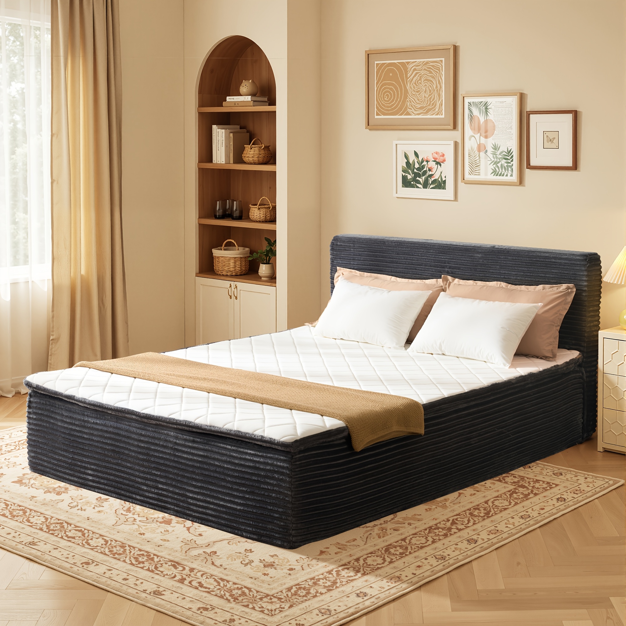 Oversized Compression Sofa Bed With Comfortable Plush Fabric, Built-in Foam And A Removable Mattress, 3 Size Options, 4 Plush Fabric Color Options, No , Suitable For Bedrooms And Apartments