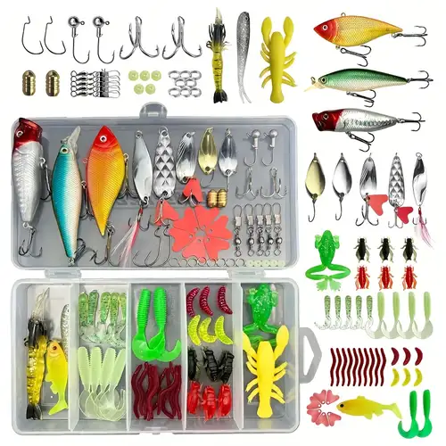 Fishing Lures Kit: Tackle Box Spoon Lures Soft Plastic Worms - Temu