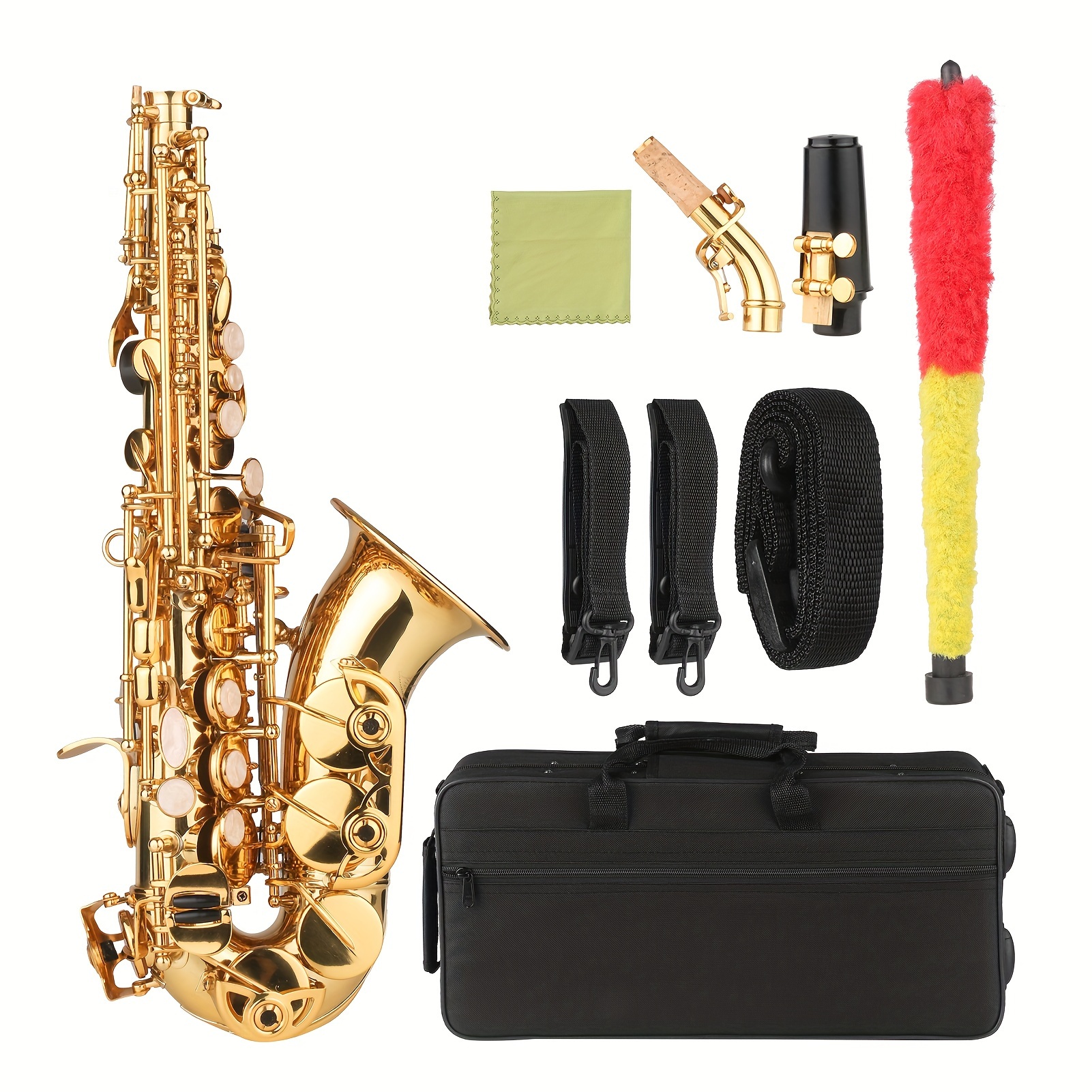 Saxophone Soprano Ammoon]Bb Soprano Saxophone Gold Lacquer Brass