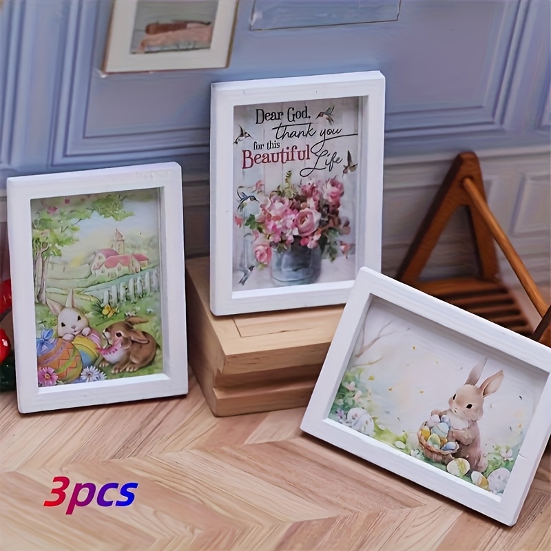 3pcs Dollhouse Miniature Bedroom And Living Room Wall Decor Set