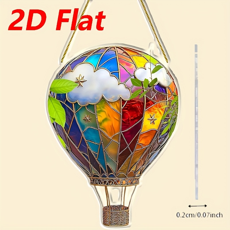 TEMU 2d Flat, 2d Hot Air Balloon Model, Hot Air Balloon Solar Garden Light, 2d Flat