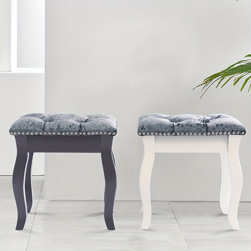 slim fit dress slacks Modern Upholstered Buttoned Stool for Dressing Table – Living and Home main image 0