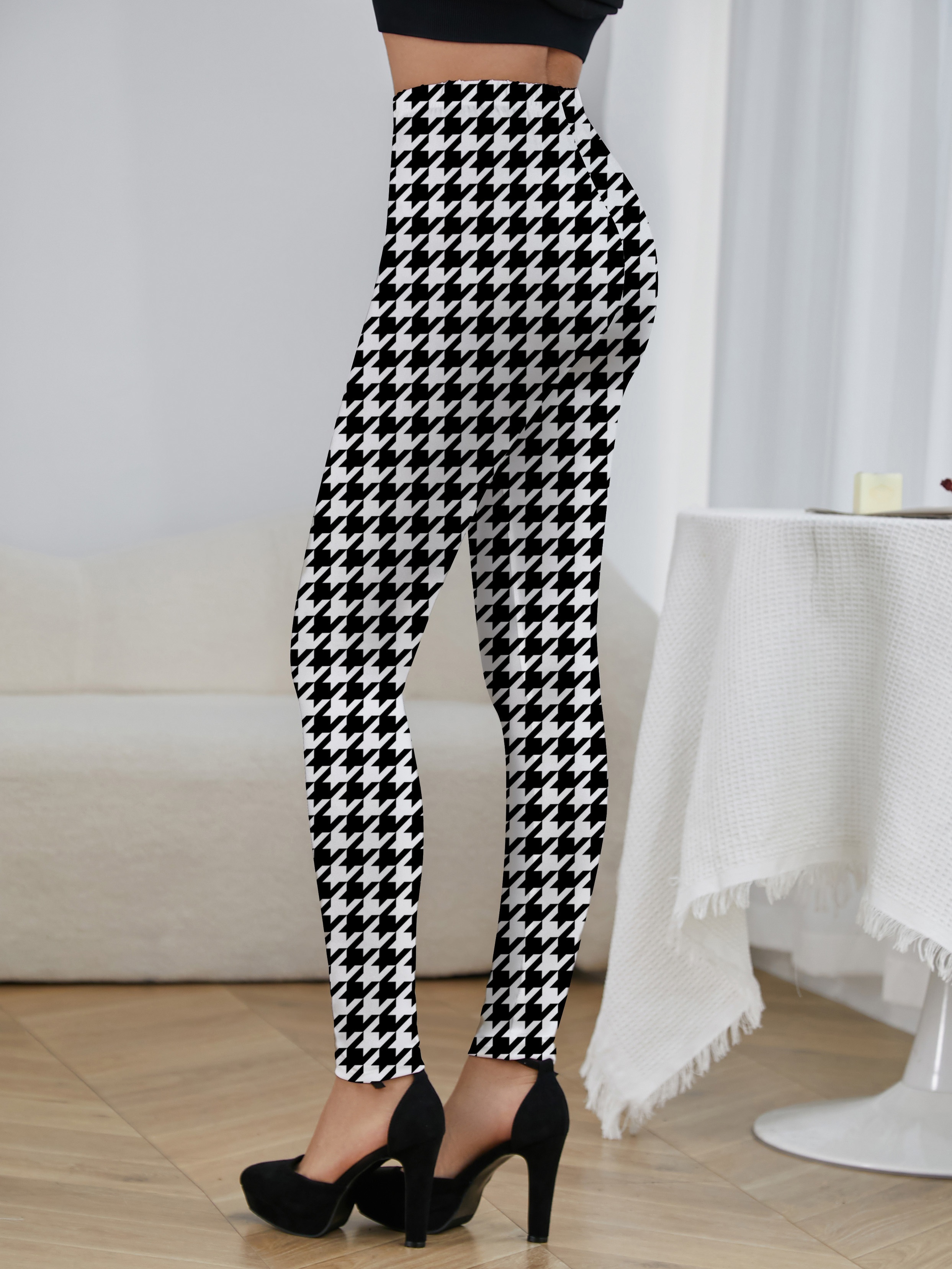 plus size womens high waisted stretchy leggings black white Temu