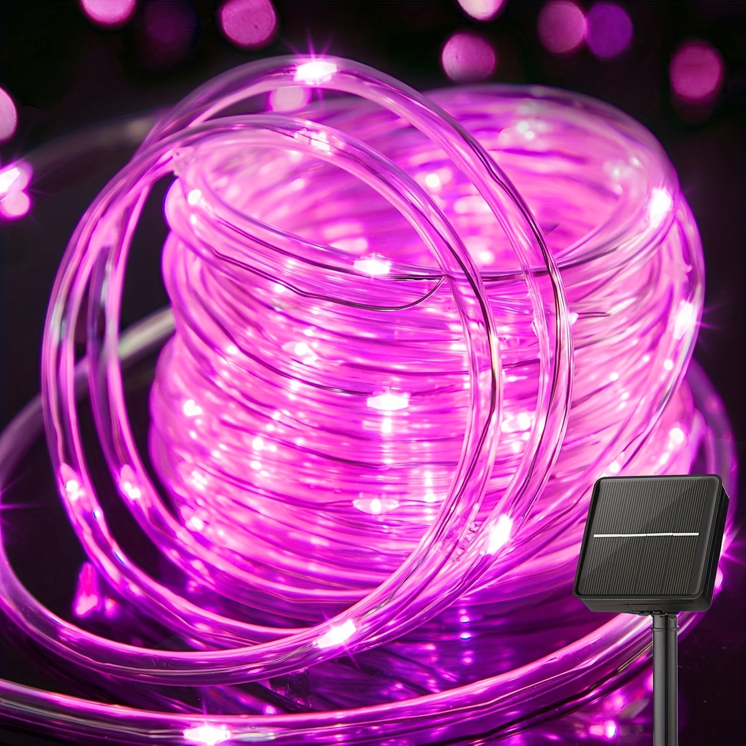 TEMU 1pc 50/100 Solar Pink Outdoor Light String, 8 Lighting , Christmas Indoor/outdoor Party Decoration, Suitable For Wedding, Birthday, Christmas