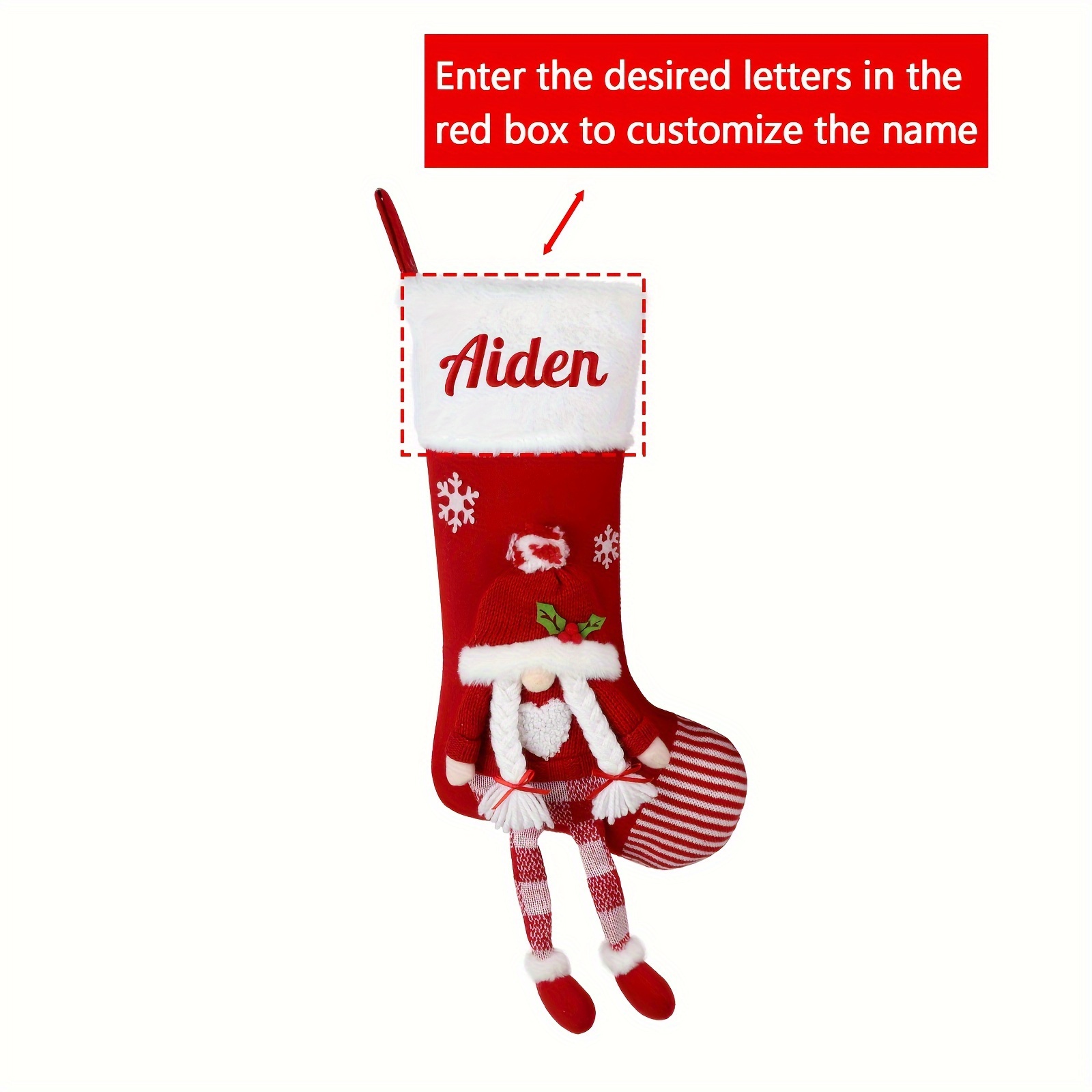 TEMU Personalized Christmas Stocking, Personalized Christmas Stockings With Name, Custom Name Family Christmas Stocking 18" Gnome Santa Claus Snowman