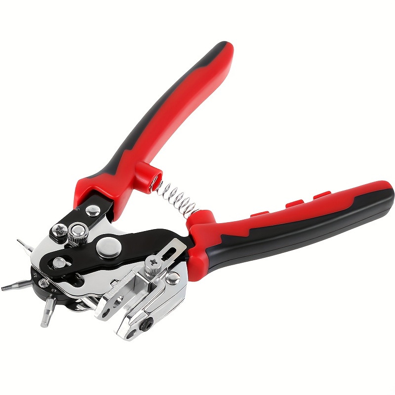 

Stainless Steel 6-hole Punch Pliers, Adjustable Hole Sizes, Ergonomic Grip, Leather, Fabric, Plastic & Paper Punch Tool With Precision &