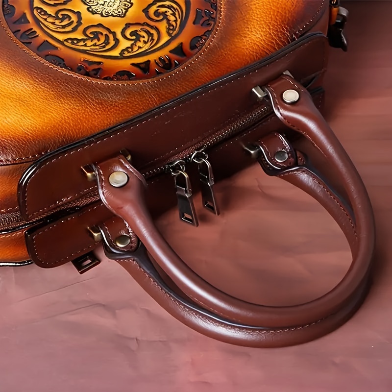 1pc Genuine Leather Saddle Bag for Women, Solid Color, Zipper Closure, Lined, Versatile for Autumn and Winter, Hand Wash/Dry Clean Only