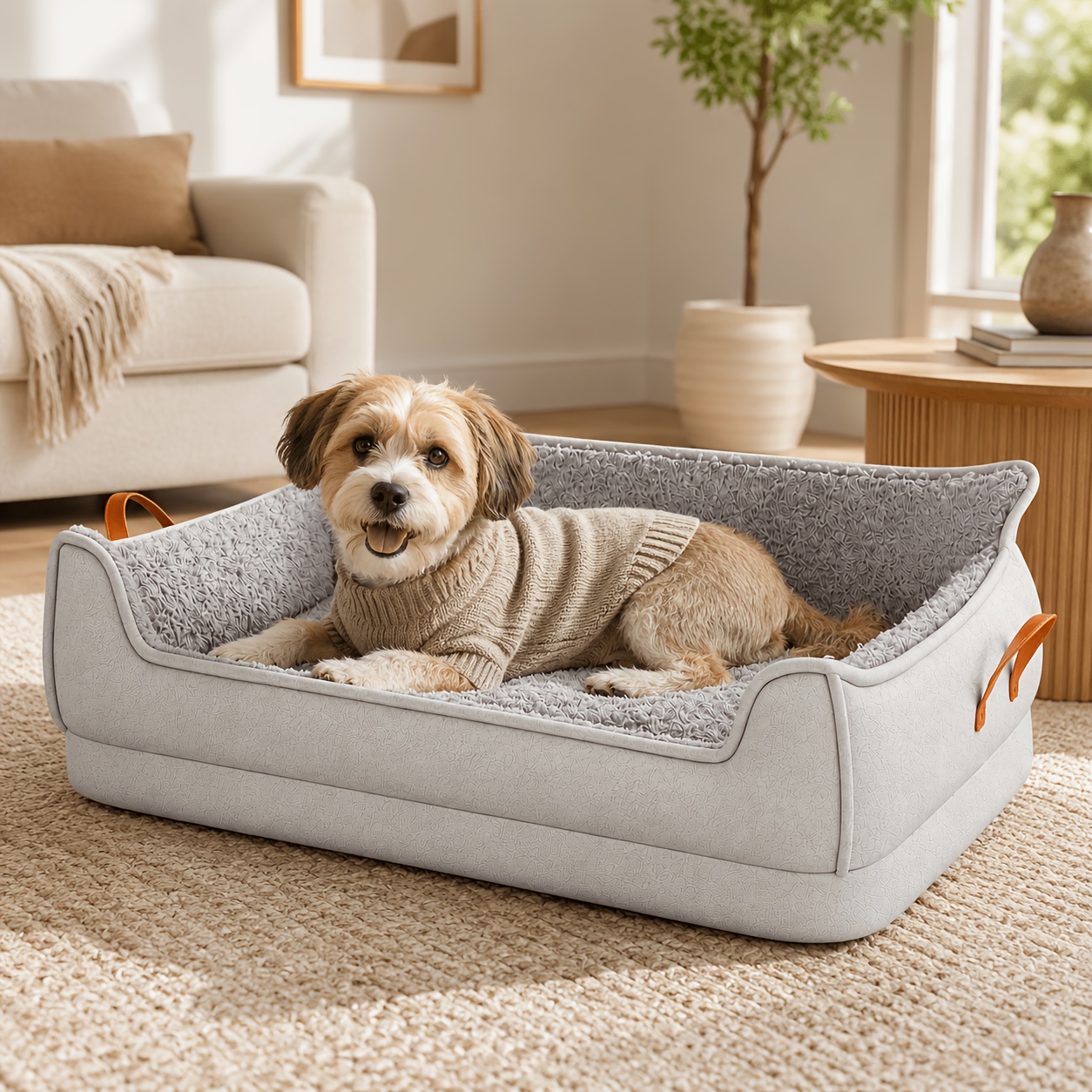 sofa pet dog bed dual use cat and dog bed cat scratch resistant wear resistant outer layer with plush surface and felt lining thickened comfortable cushion non slip enveloping backrest sleeping and resting bed for dogs and cats Product details 5