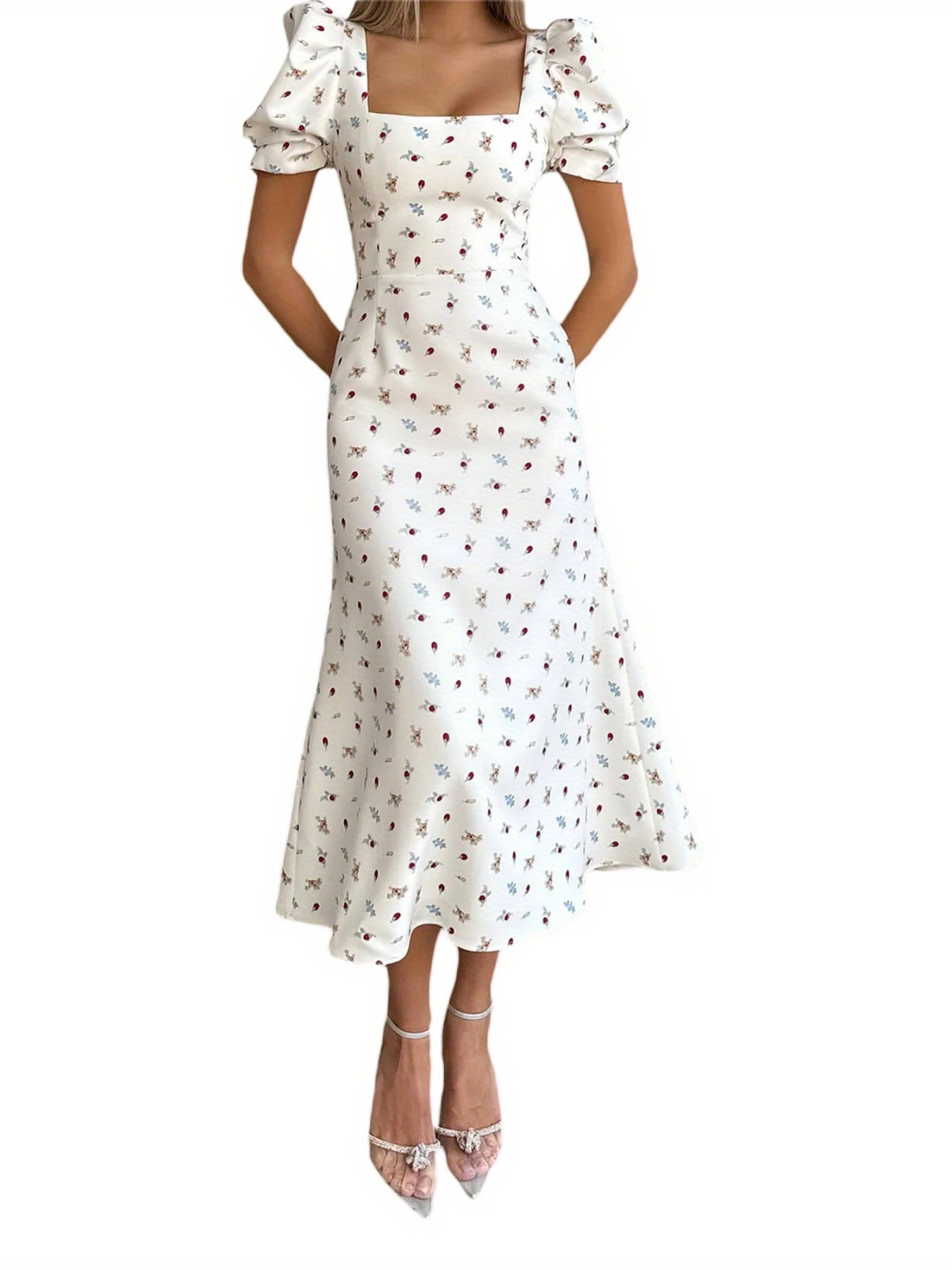 flowy spring dresses with sleeves PRETTYGARDEN Women Fall Long Sleeve Smocked Maxi Dress Casual Square N