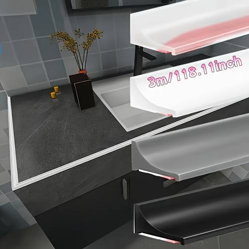 1 rolle 118,11 zoll lange wasserdichte küchenarbeitsplatten-schutzleiste, selbstklebende silikon-faltbare spritzschutzleiste, für spüle, schrank, herd, in verschiedenen farben erhältlich. küchenspülen-spritzschutz