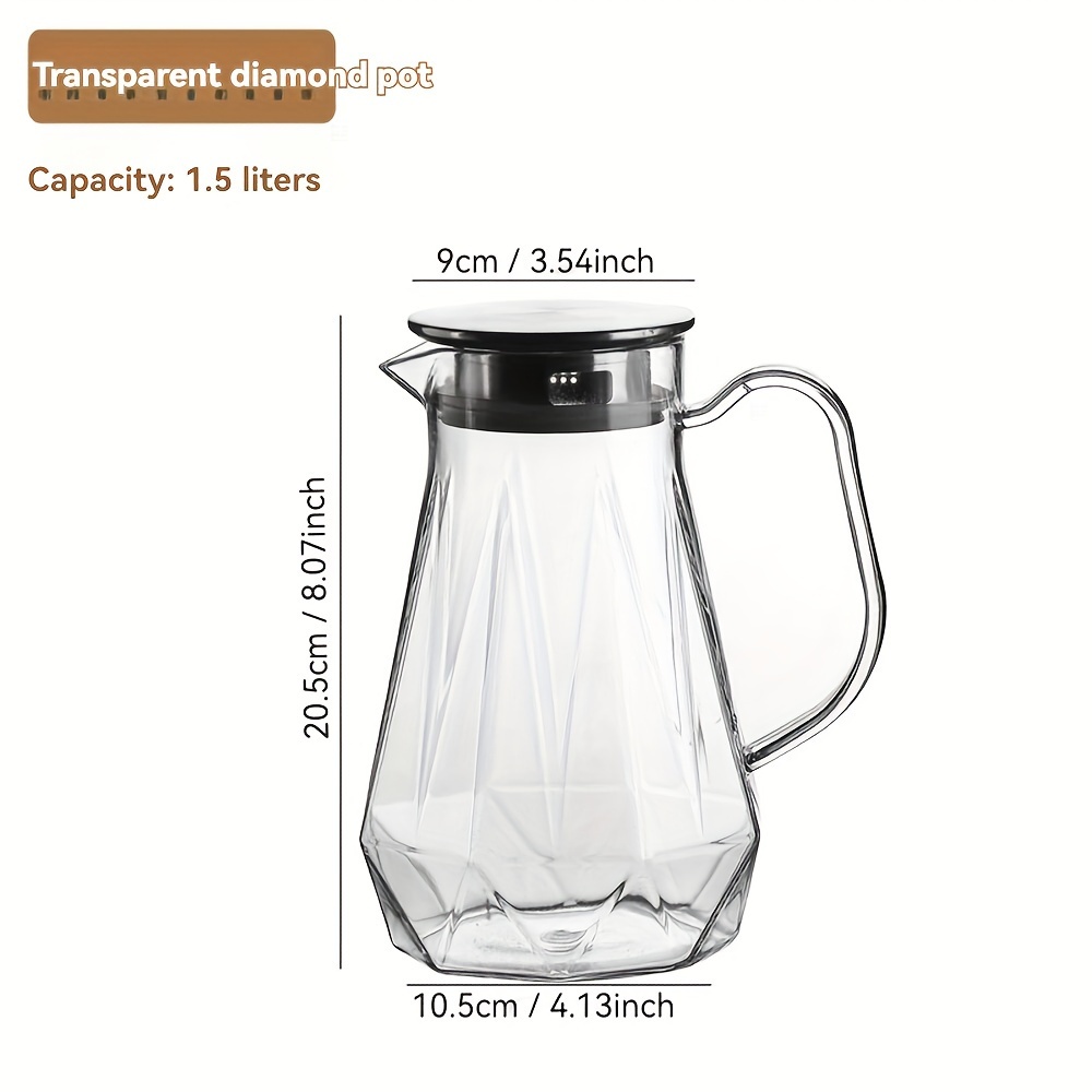 

Diamond-patterned Clear Pitcher With Stainless Steel Lid - Polycarbonate, Beverages, Ideal For Outdoor Camping