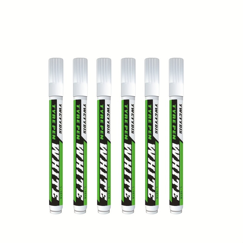 6pcs White Tire Marking Pens, Quick Drying And Fade-resistant, Suitable For Marking Car Tires, Graffiti, Diverse Creative And Marking Needs Markers