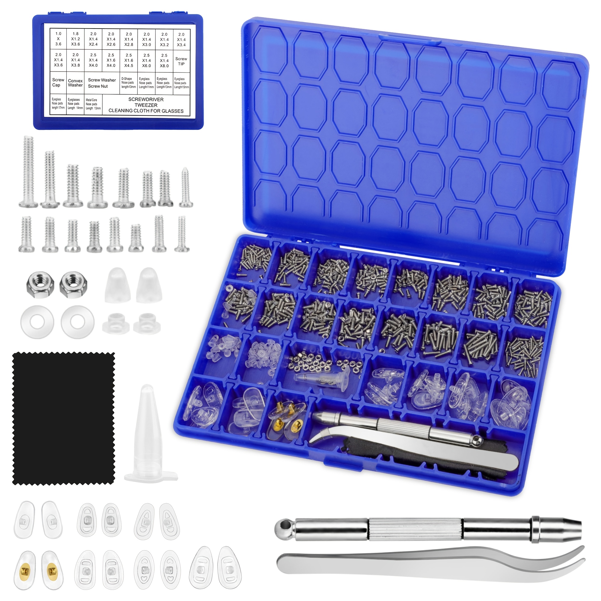 

Glasses Repair Kit, 32-compartment Eyeglasses And Sunglasses Screw Set, Precision Screws With Screwdriver And Nose Pads For Frames Repair