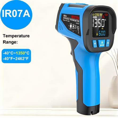 ir07 industrial infrared laser thermometer 40 to 1650 high low alarm high temperature meter adjustable emissivity 30 1 distance measurement ratio laser thermometer gun k type thermocouple non contact data locking pyrometer no battery