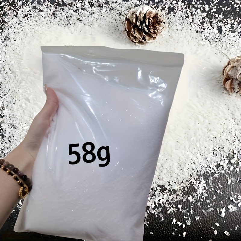 TEMU 58G Neige Artificielle - Fausse Neige en Plastique , pour Décorations de Noël, Artisanat, Scènes de Village d'Hiver et Décor de Fêtes d'Année -
