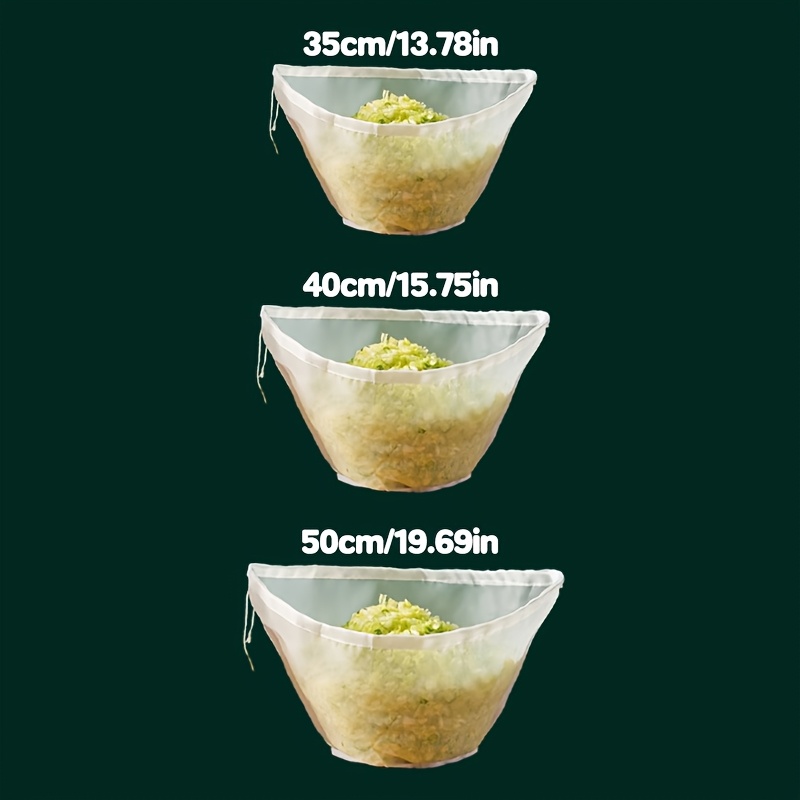3pcs Squeeze Vegetable Bags, Upgraded Bowl Shape With Support Base, Drawstring Squeezer, Soya Milk Strainer, Ultra Fine Vegetable Filling And Dehydration Bags, Squeeze Filling Bags